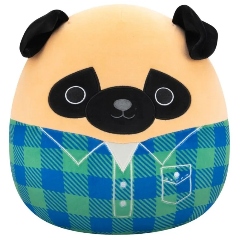 Jazwares Juguetes, Figuras Y Más Regalos Para Peques|Juegos, Peluches Y Chuches ^Squishmallows Peluche Pug Marrón Camisa Flannel Verde Azul 30 cm
