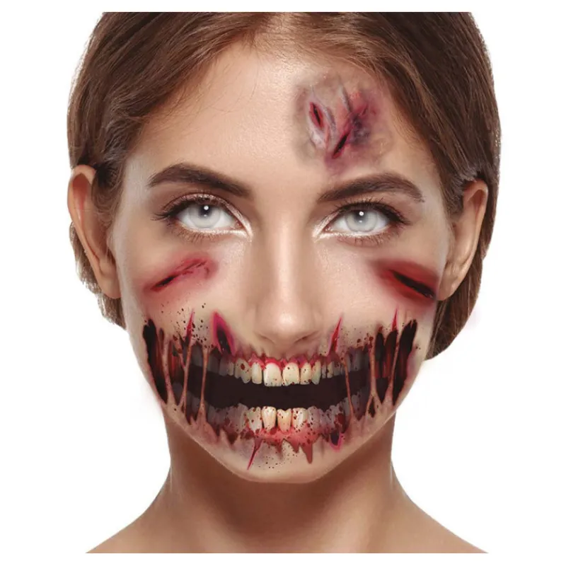 Disfrazzes Maquillaje Para Disfraces^Tatuaje de Abrasiones Facial de 30x14 cm