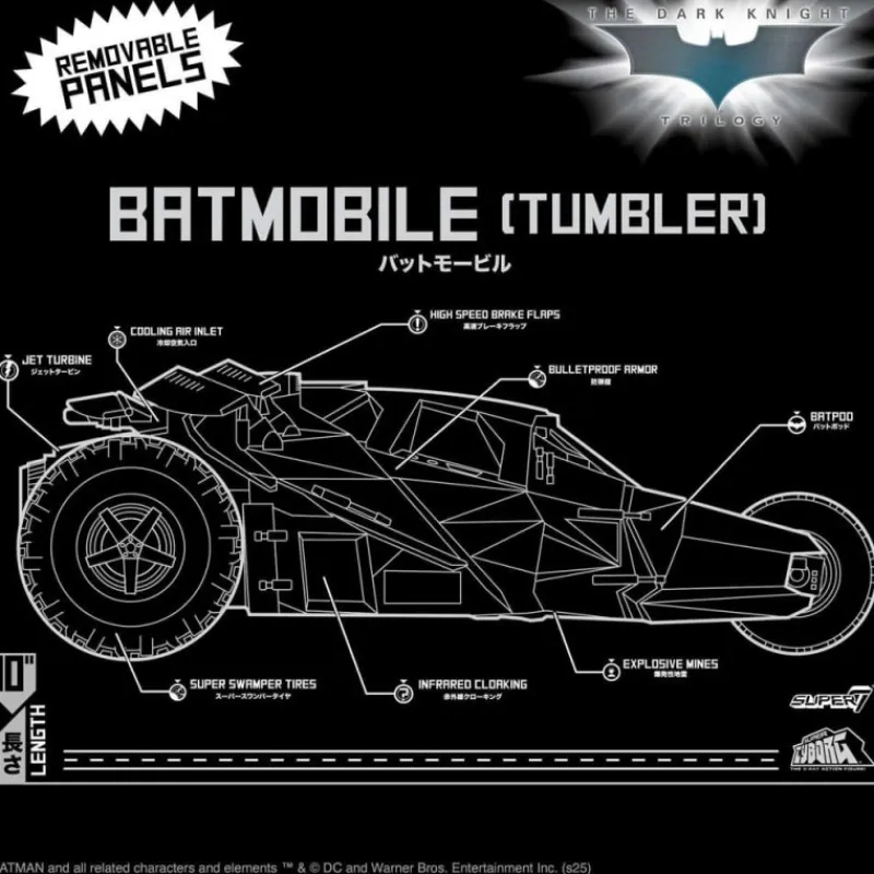 New Vehículo Batman 1989 Super Cyborg Batmobile Tumbler 33 cm Complementos Dc|Regalos De Superhéroes Dc