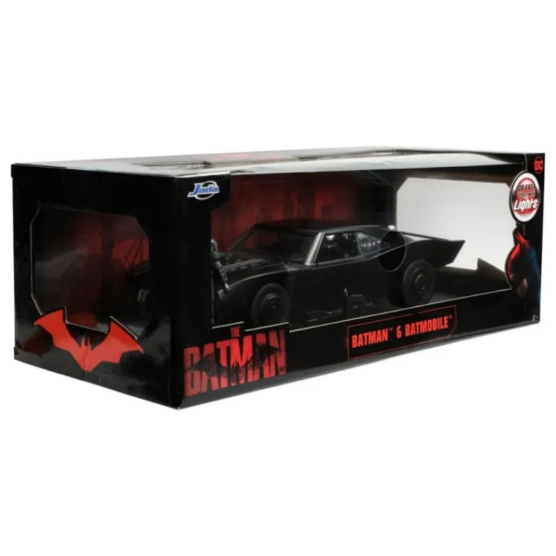 Jada Toys Regalos De Superhéroes Dc|Figuras Dc^Vehículo Batmobile 1/18 Batman con Figura 7 cm
