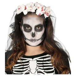 Disfrazzes Accesorios Halloween Y Terror ^Velo con Flores Blancas
