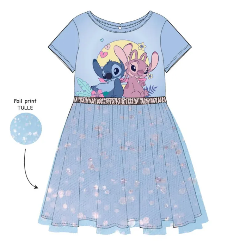 Cerdá Kids Stitch Kids^Vestido infantil de tul Stitch y Angel Disney