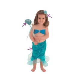 Disfrazzes Kit Complementos Disfraces|Disfraces Infantiles^Kit Sirenita Azul: Falda, Diadema y Varita