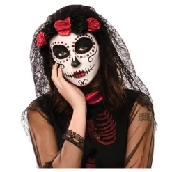 Disfrazzes Accesorios Halloween Y Terror ^Tocado y Velo Negro del Día de los Muertos